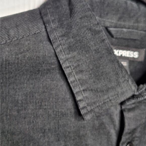 Express Men's Corduroy Long Sleeve Shirt Medium Pinwale Button Up Casual Goth - Picture 7 of 8